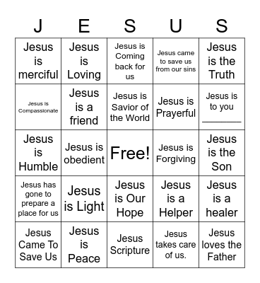 Jesus Bingo Card