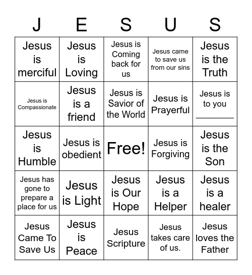 Jesus Bingo Card