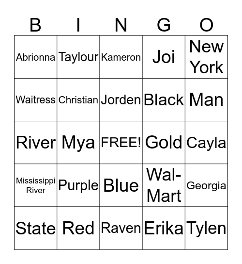 Common and Proper Noun Bingo Card