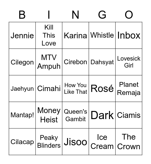 Jaehyung 😘 Bingo Card