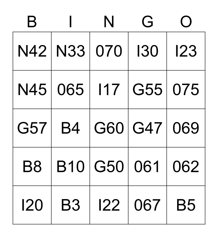 BINGO PLATO Bingo Card