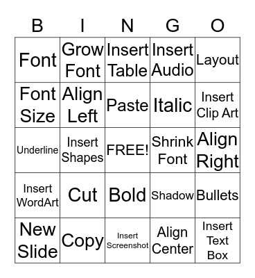 Microsoft Powerpoint Bingo Card