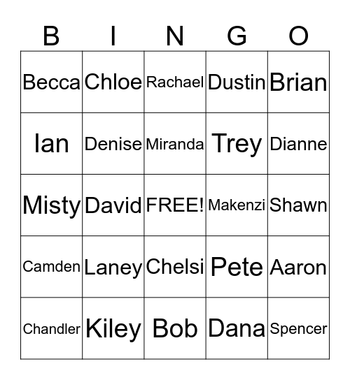 Bingo Bob Bingo Card