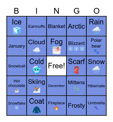 Winter Party Bingo Card