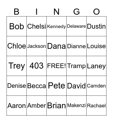Bingo Bob Bingo Card