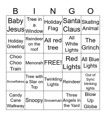 HOLIDAY LIGHTS  Bingo Card