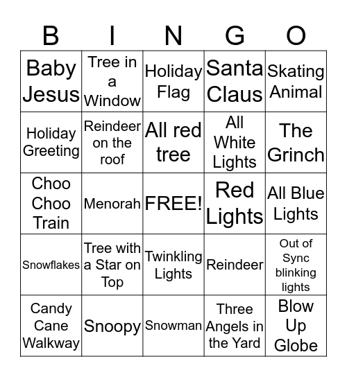 HOLIDAY LIGHTS  Bingo Card