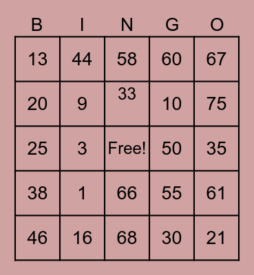 Phoebe Alipan Bingo Card