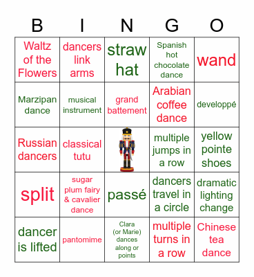 The Nutcracker Act II Bingo Card