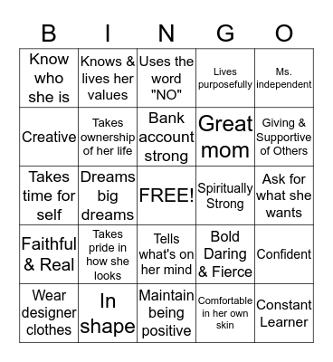 THE TOTAL EMPOWERED WOMAN Bingo Card