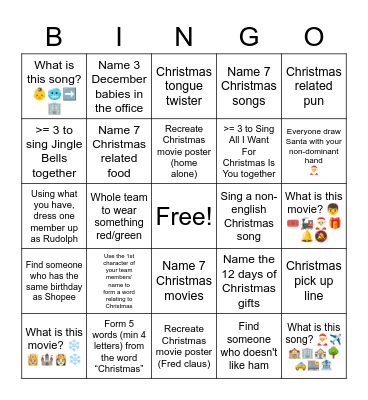 Team: Bingo Card