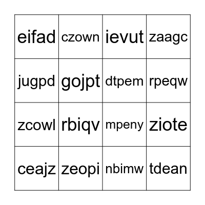 Alphabet Bingo Card