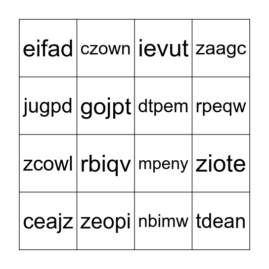 Alphabet Bingo Card