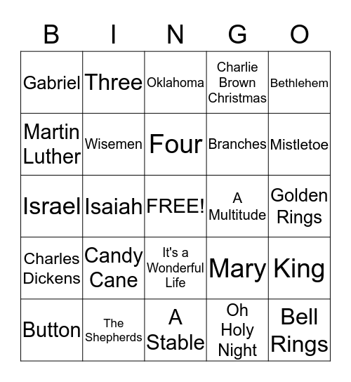 Family Advent Bingo Card