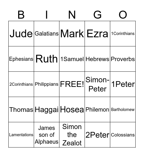 BIBLE Bingo Card