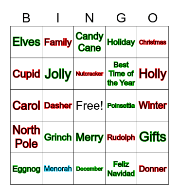 Holiday Bingo Card