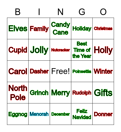 Holiday Bingo Card