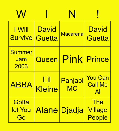 MIKEY NICE DISCO BINGO Card