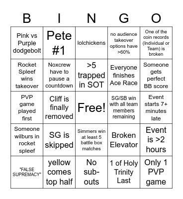 MCC13 Predictions Bingo Card