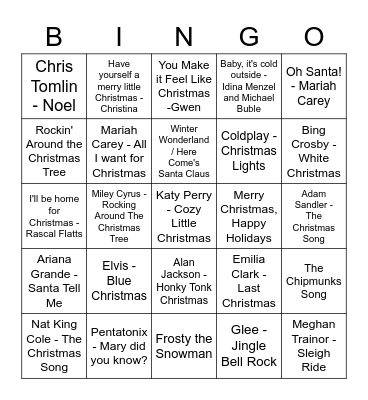 SJPII Christmas Bingo Card