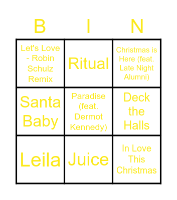 The Grote Mediabrands Kerstshow Bingo Card
