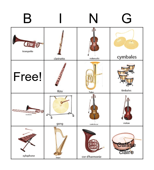 Les Instruments Bingo Card