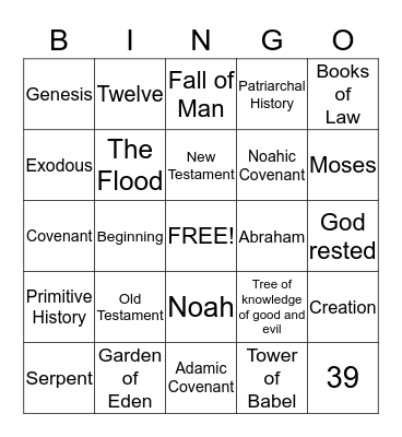 Bible Basics - Old Testament Bingo Card