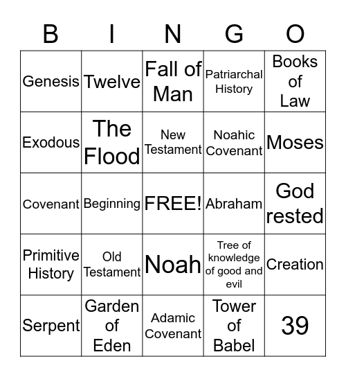 Bible Basics - Old Testament Bingo Card