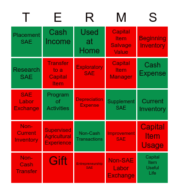 Agriculture Education Terms Bingo Card