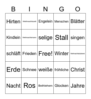 Weihnachtslieder-Bingo Card