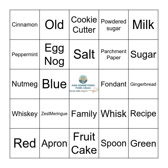 Conversation Bingo - Holiday Cooking Bingo Card