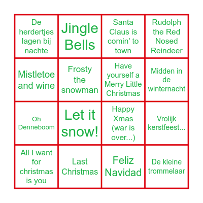 Kerstbingo deeltijdteam Bingo Card