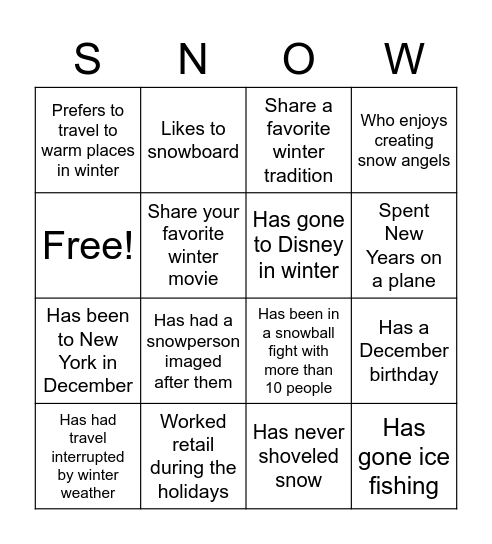 Holiday Party Bingo - Find Someone who... Bingo Card