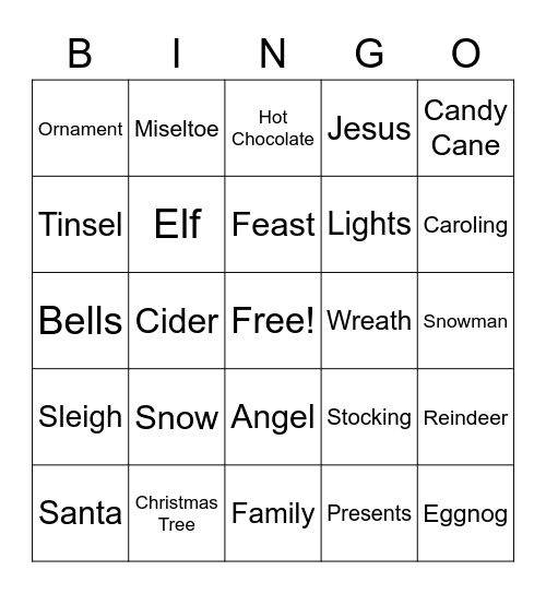 Christmas Bingo Card