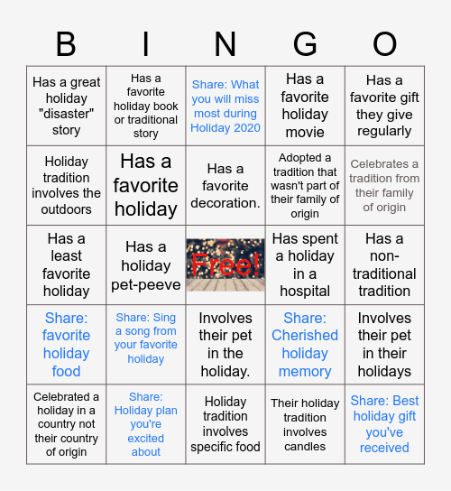 Holiday Trivia Bingo Card