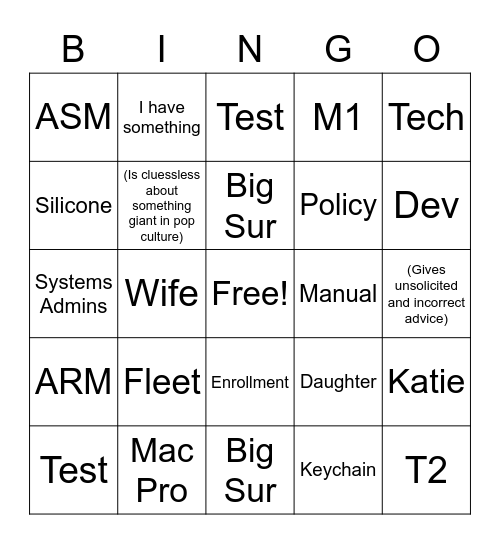 Joshua Bingo Card