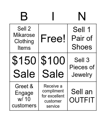 Store Christmas Bingo Card