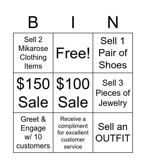 Store Christmas Bingo Card