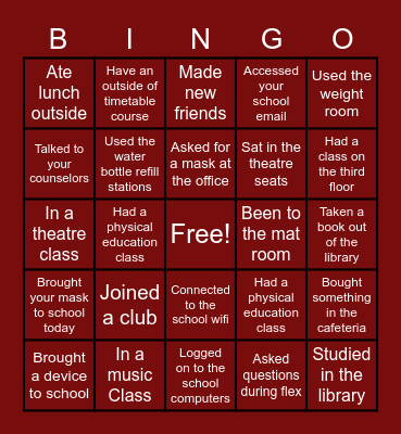Heritage Woods Secondary Bingo Card