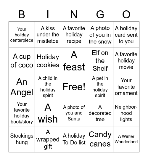 ACMS Holiday 2020 Bingo Challenge Bingo Card
