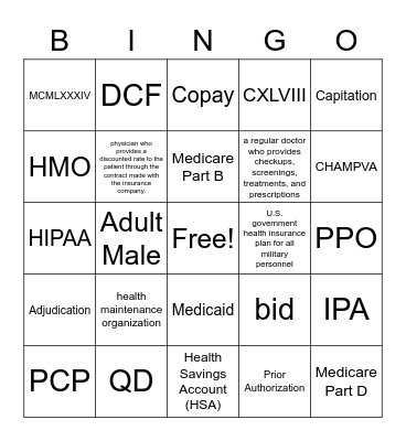 Final Review Bingo Card