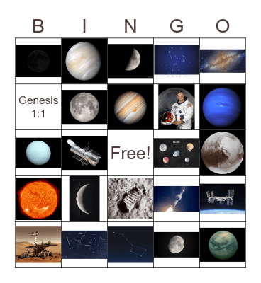 Space Explorers Bingo Card