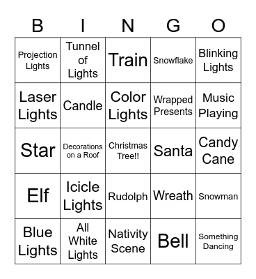 Christmas Decoration Bingo Card