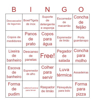Chá de Panela da Thaís Bingo Card