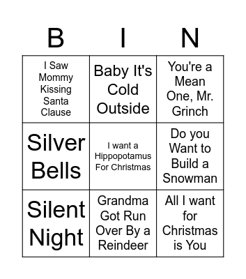 Christmas Song Bingo Card