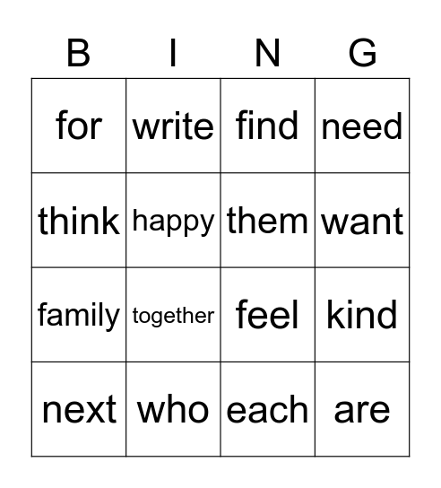 December Bingo Card