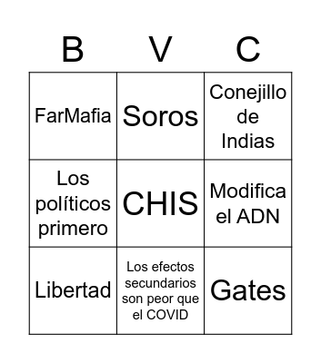 BINGO VACUNA COVID Bingo Card