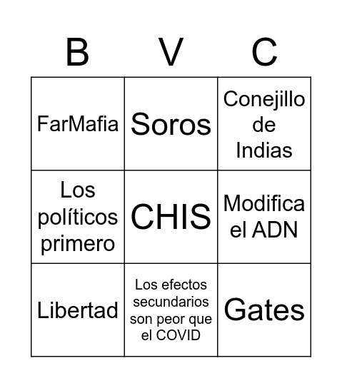 BINGO VACUNA COVID Bingo Card