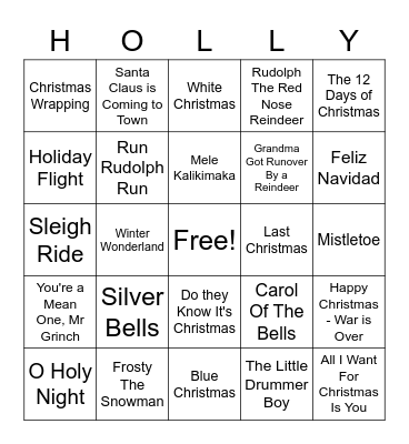 Holiday Singo Bingo Card