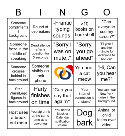 Holiday Party Bingo Card